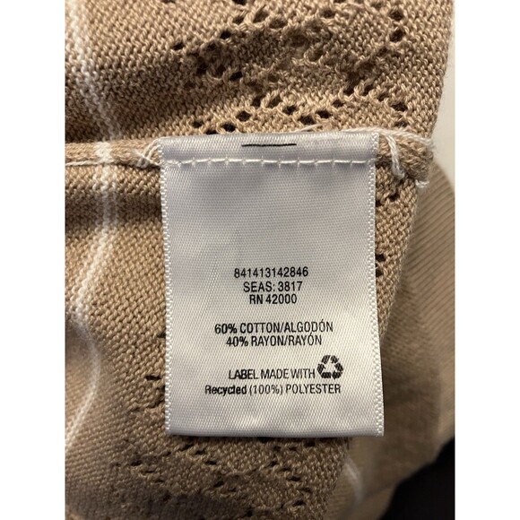 Basic Editions Womens Open Front Striped Tan/White Cardigan Size XL - Picture 3 of 7